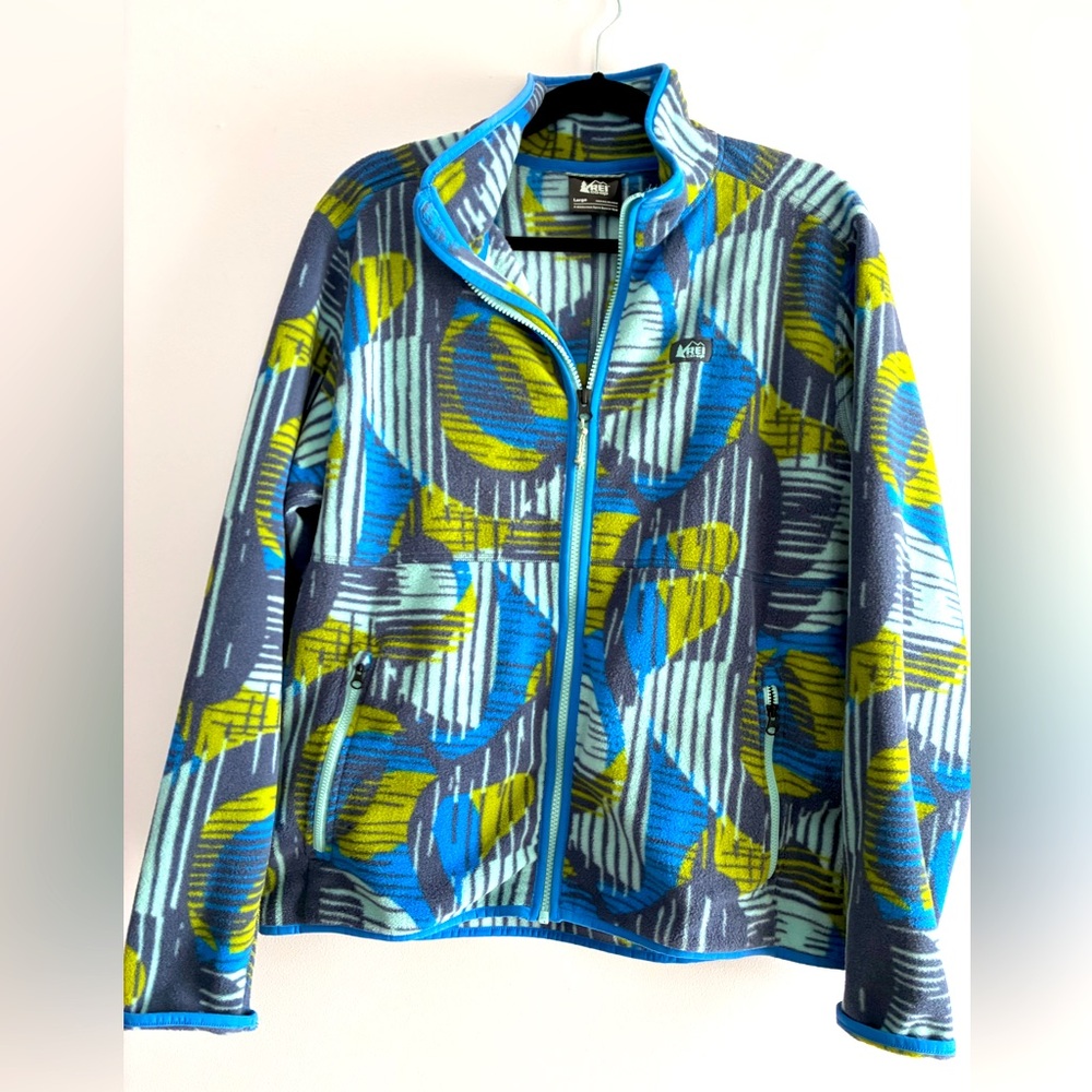 REI Women's Blue Multi-Color Fleece Full Zip Jacket